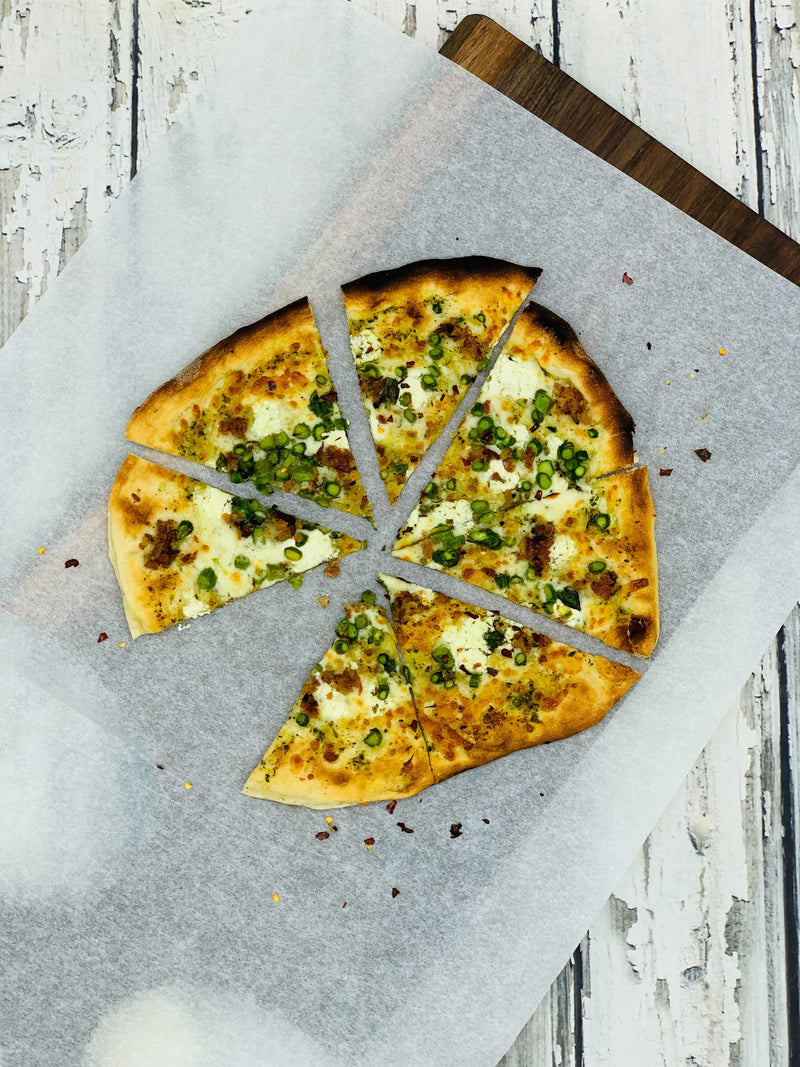 Those Pizza Guys - Green Goddess (Barrie's Local Asparagus, Pesto, Bacon + Goat Cheese)