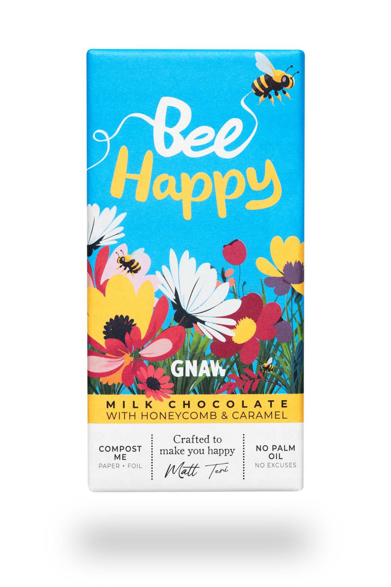 Gnaw - Bee Happy Milk Chocolate Honeycomb Bar