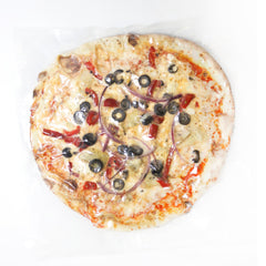 Those Pizza Guys - Greek Freak (tomato sauce, roasted red peppers, artichokes, red onion, olives, feta and mozzarella)